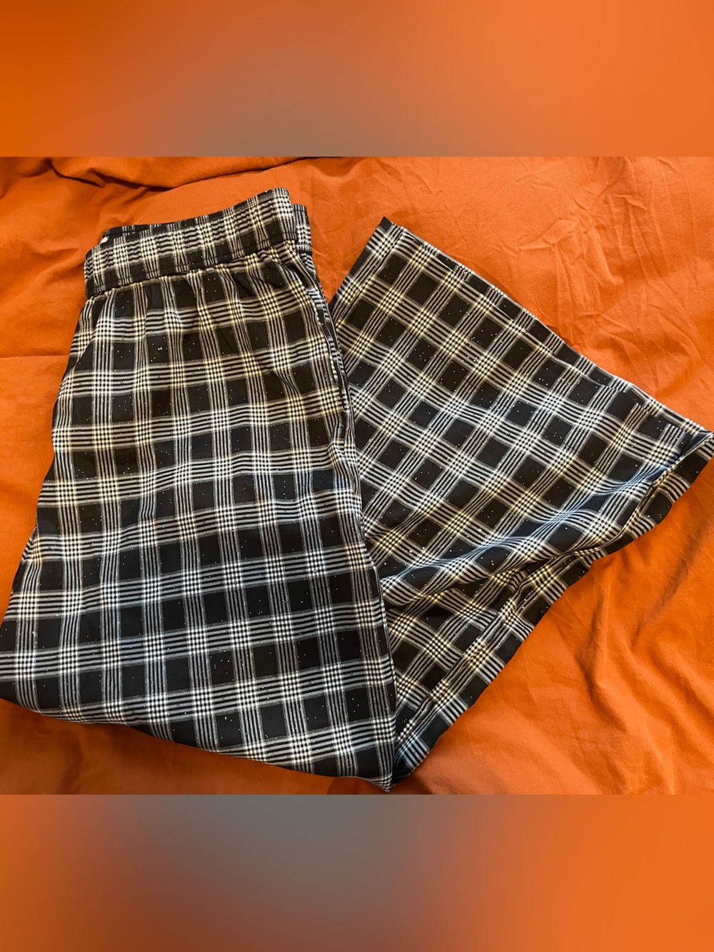 Plaid Glitter Wide Leg Pants